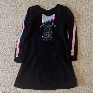 H&M Black Girls' Sequin Cat Dress with Pink Accent